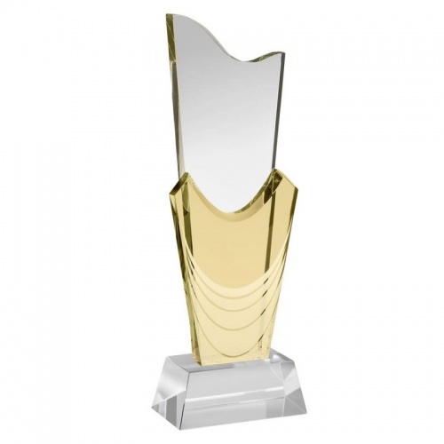 10.75in Yellow & Clear Glass Award