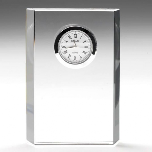 4.75in Rectangle Flat Glass Clock Award