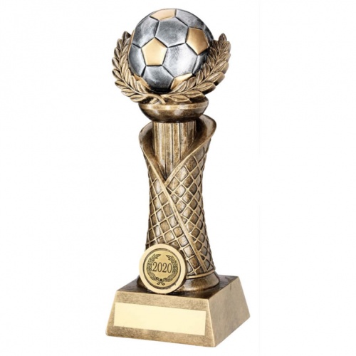 Bronze & Silver Football on Column Trophy RF551