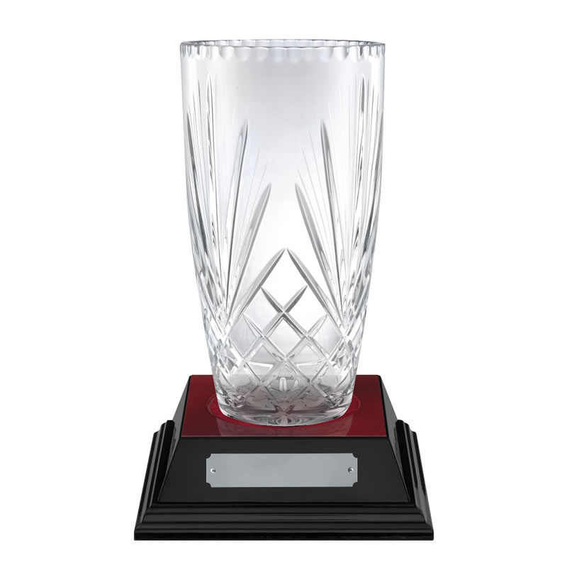 Engraved 8in 'Pompeii' Lead Crystal Vase Awards Trophies Supplier