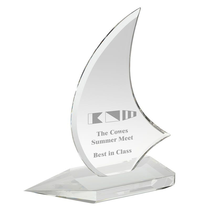 Clear Crystal Sail Award with Custom Engraving Awards Trophies Supplier
