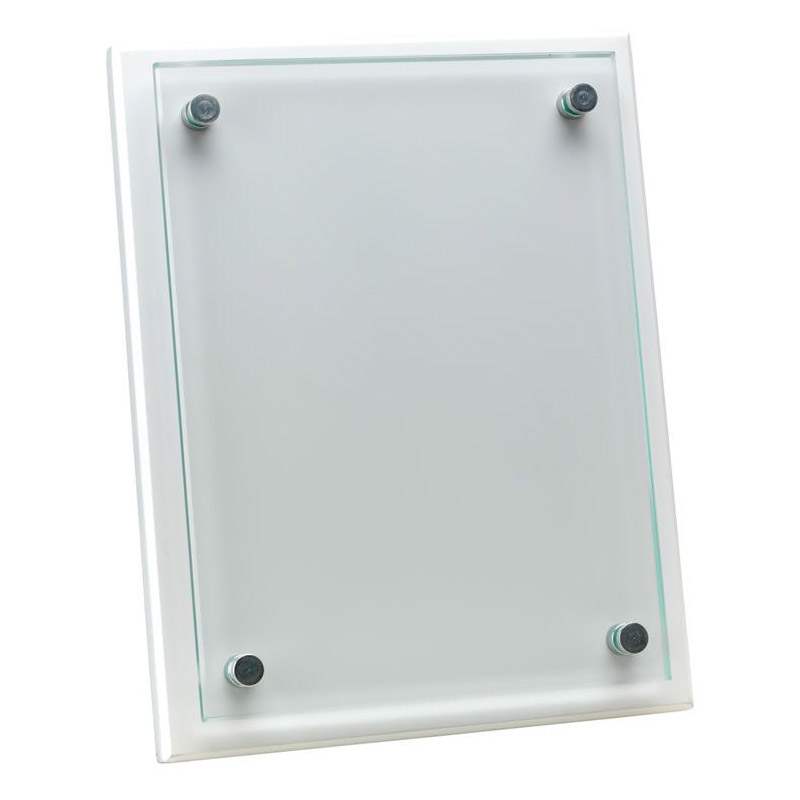 White Wood & Jade Glass Plaque 7x9in Awards Trophies Supplier