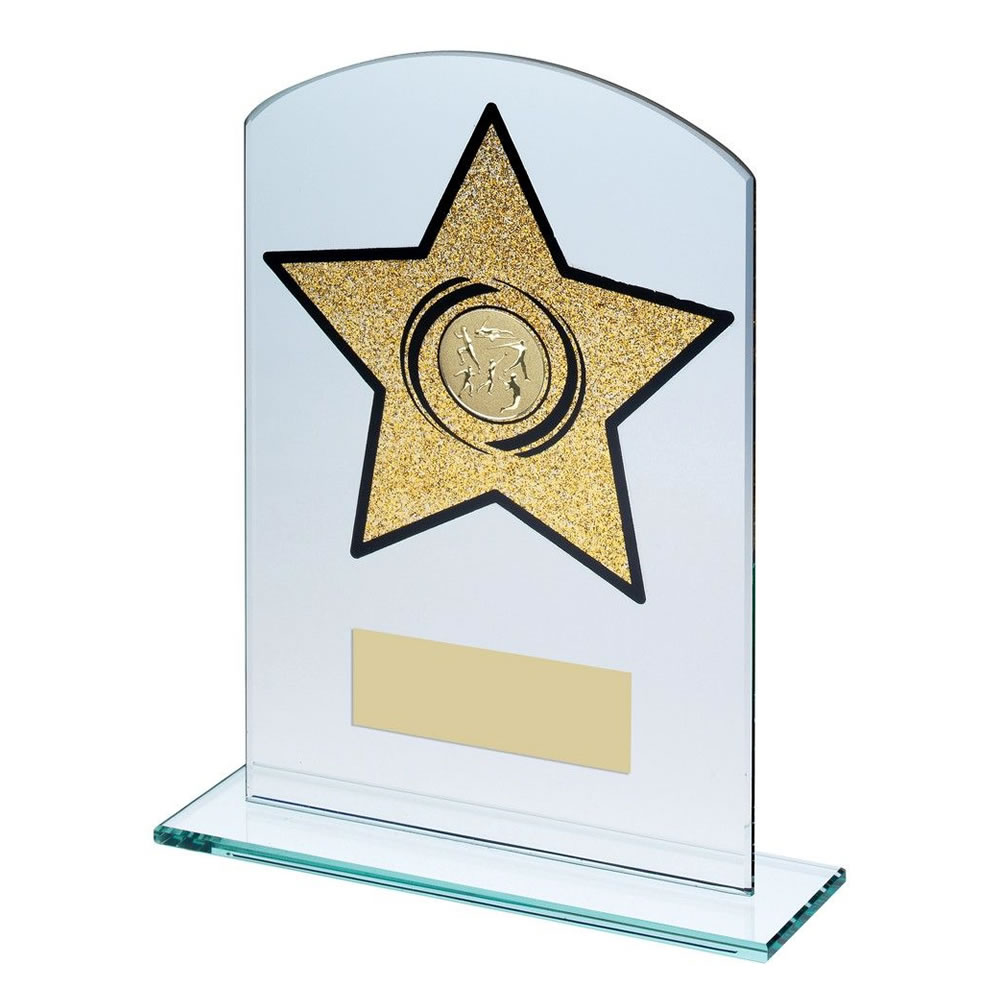 Athletics Gold Star Glass Plaque Trophy Awards Trophies Supplier