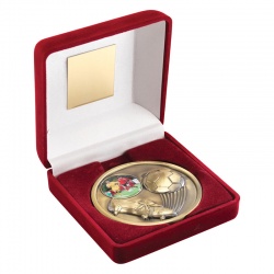 4in Gold Football Medal In Red Box