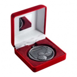 60mm Silver Hockey Medal in Red Case