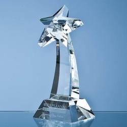16cm Crystal Star On Curved Column Award