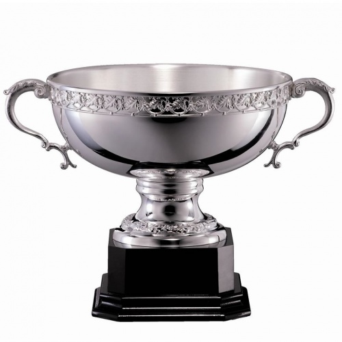 11.5in Silver Plated Trophy Bowl on Black Base 1185