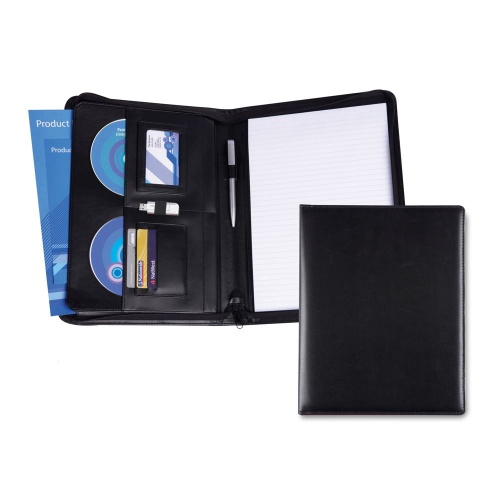 Black Belluno PU A4 Deluxe Zipped Conference Folder