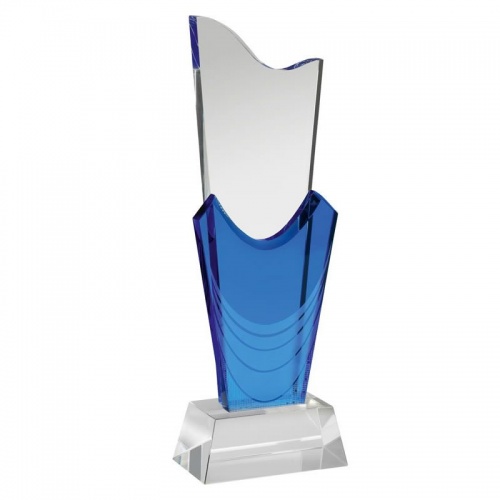 11.5in Blue & Clear Glass Award