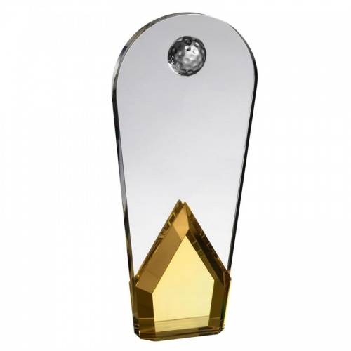 8.75in Clear & Amber Glass Golf Award AC191