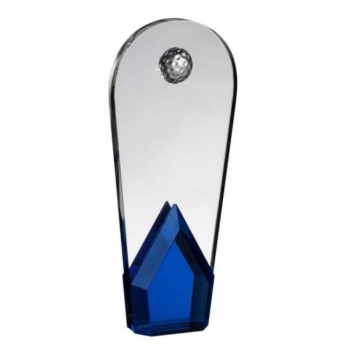 9.5in Clear & Blue Glass Golf Award AC191