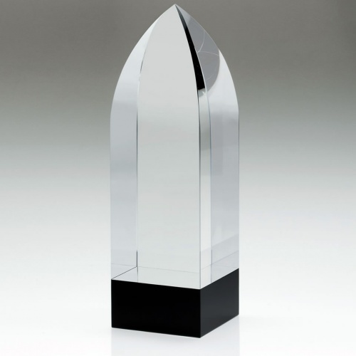 Clear & Black Glass Column with Rounded Peak