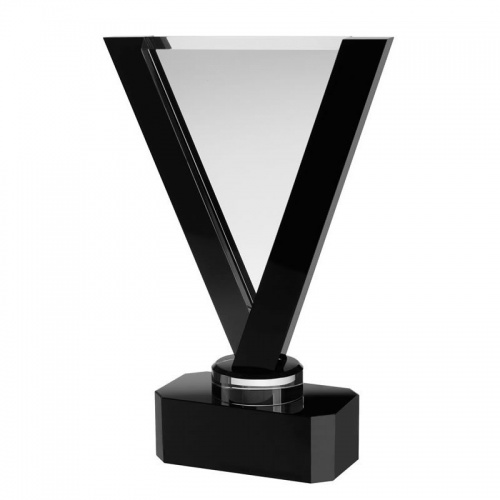 15.25in Clear & Black Glass V Award