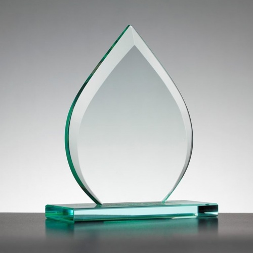 Teardrop Award Plaque in 10mm Jade Glass