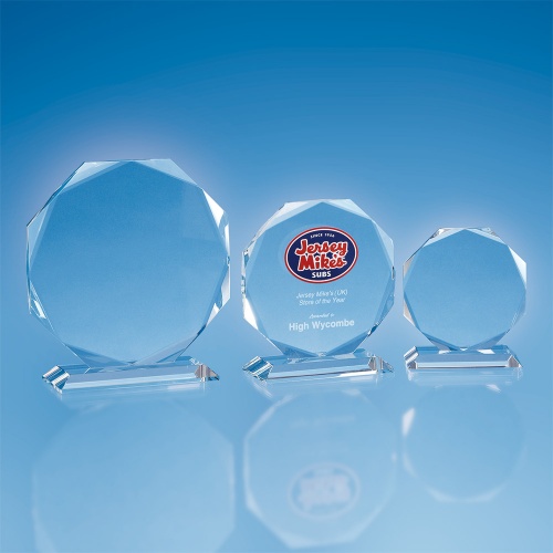 Facetted Octagon Award in 15mm Clear Glass