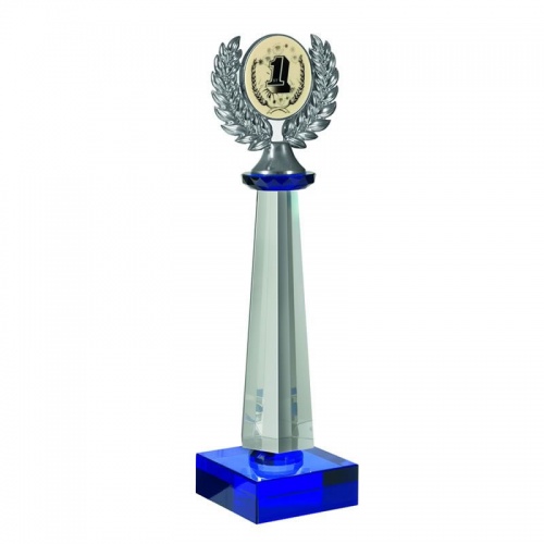 Clear & Blue Crystal Column Award GLC001