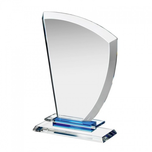 Clear & Blue Glass Award Plaque HC019
