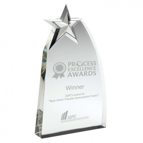 Clear Glass Award with Metal Star JB1500