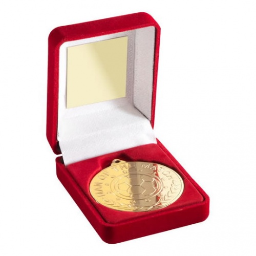 Football Man of the Match Medal in Red Box