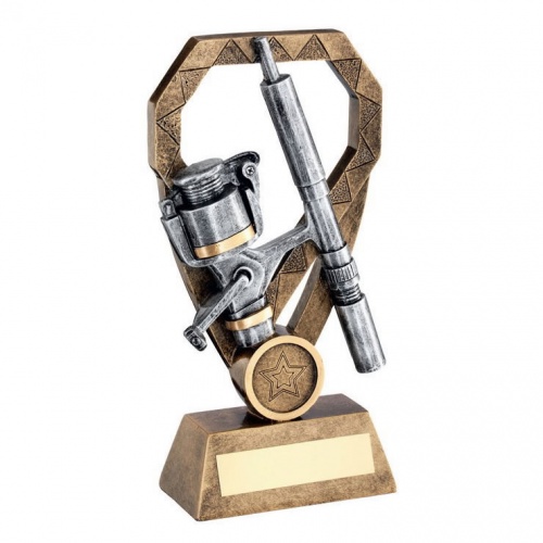 Angling Rod and Reel Trophy with Engraving Plaque