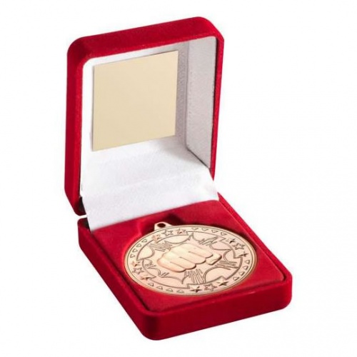 Bronze Martial Arts Medal in Red Presentation Case