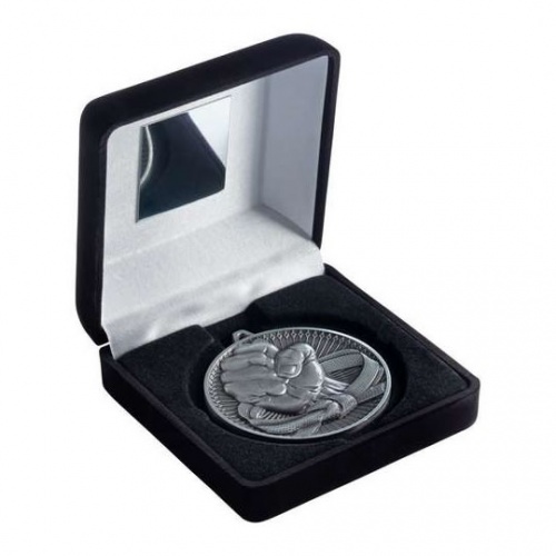 Silver Martial Arts Medal in Black Case