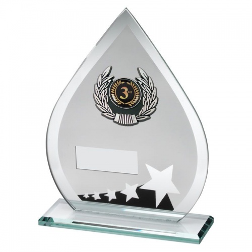 6.5in Jade Black & Silver Glass 3rd Place Plaque