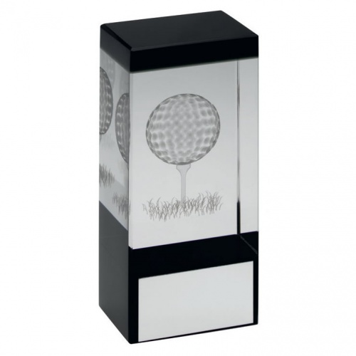 Clear & Black Glass Block with Golf Motif
