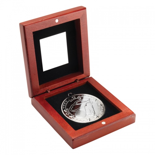 3.75in Silver Golf Medal In Wood Box