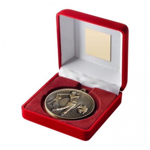60mm Antique Gold Golf Medal in Case