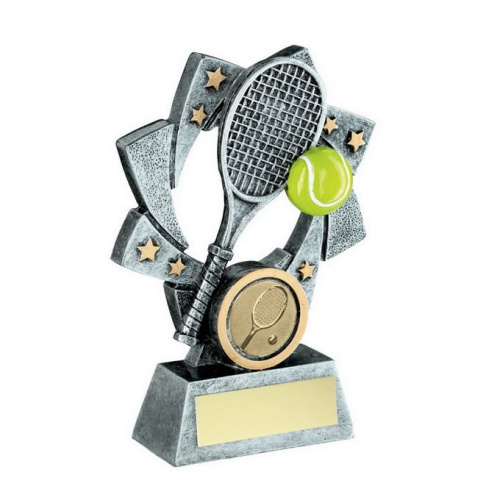 Tennis Trophy Star Spiral on Base with Plaque