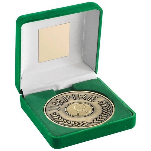 Tennis Umpire Medal in Antique Gold with Green Box