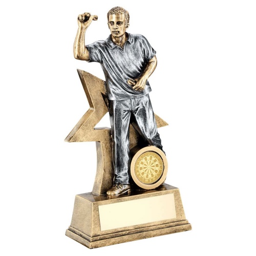 Resin Silver & Bronze Mens Darts Figure Trophy