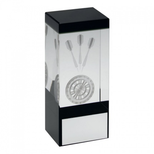 Clear & Black Glass Block with Darts Motif