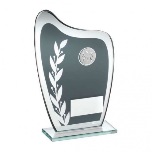 Athletics Glass Plaque Trophy in Grey & Silver