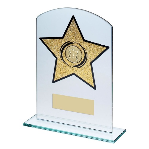 Athletics Gold Star Glass Plaque Trophy