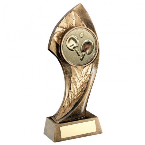 Table Tennis Twisted Leaf Trophy with Base Plaque