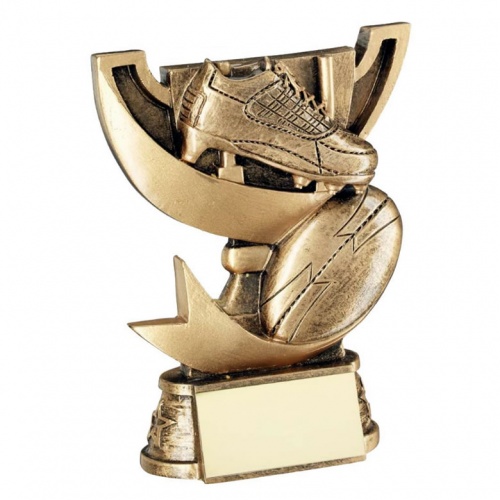 Resin Rugby Trophy Cup in Bronze & Gold