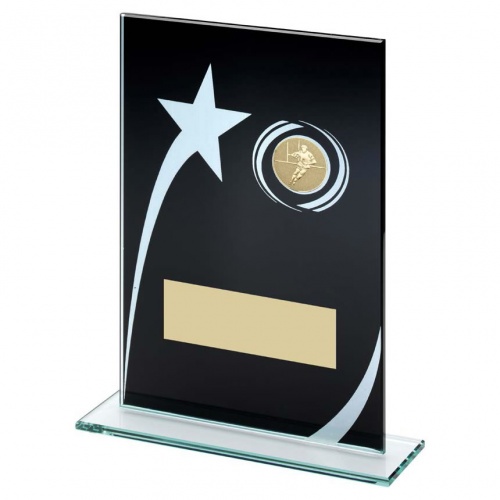 Black Glass Star Rugby Plaque TD849
