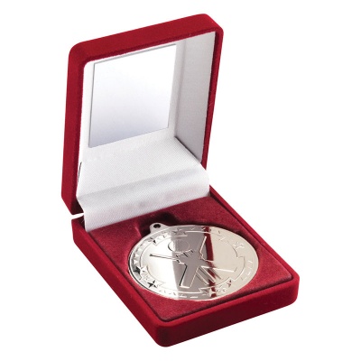 Silver Cricket Medal with Case