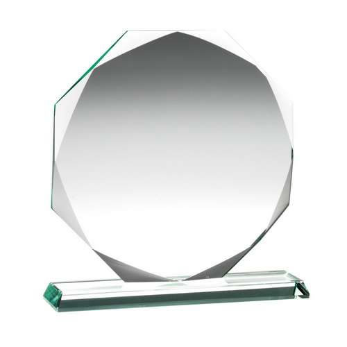 Facetted Octagon Award in 10mm Jade Glass