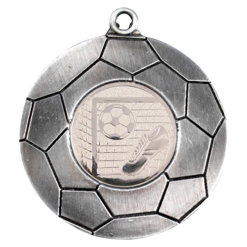 50mm Football Domed Medal in Antique Silver