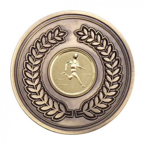 70mm Antique Gold Athletics Male Track Laurel Wreath Medal