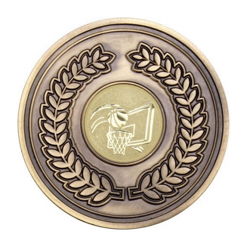 70mm Antique Gold Basketball Laurel Wreath Medal