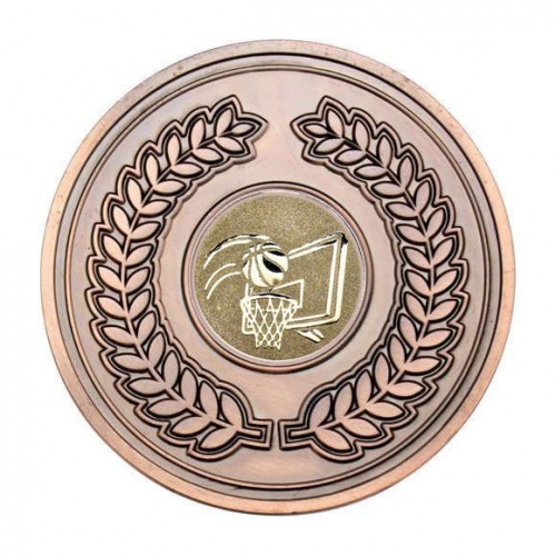 70mm Antique Bronze Basketball Laurel Wreath Medal