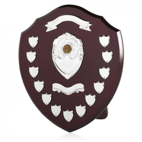 16in Wood Awards Shield with 11 Side Shields