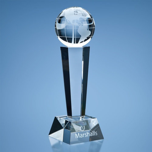 10.25in Mounted Globe Crystal Award