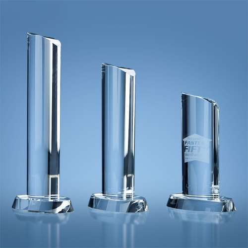20cm Optical Crystal Oval Column Award with Wavy Top