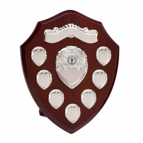 10in Wood Awards Shield with 7 Side Shields
