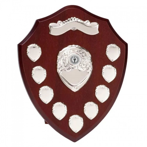 12in Wood Awards Shield with 9 Side Shields